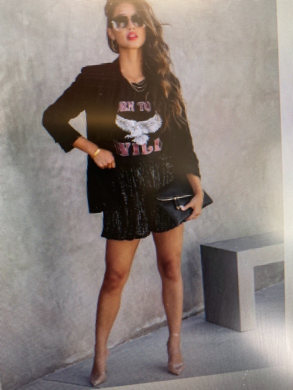 Vici Black and Champagne Sequin Shorts